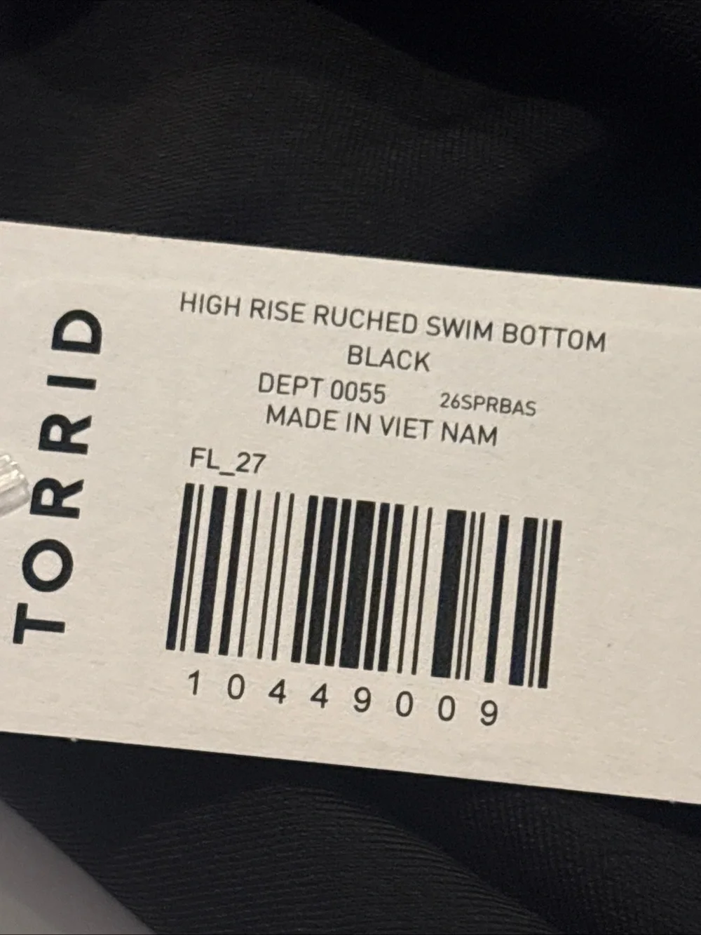 Torrid High Waisted Ruched Swim Bottom Black Sz 0 NEW